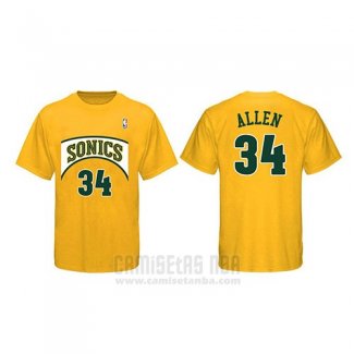 Camiseta Manga Corta Ray Allen Seattle SuperSonics Amarillo Retro