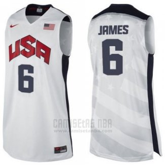 Camiseta USA 2012 Lebron James #6 Blanco