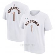 Camiseta Manga Corta San Antonio Spurs Victor Wembanyama Ciudad 2023-24 Blanco