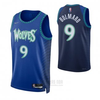 Camiseta Minnesota Timberwolves Leandro Bolmaro #9 Ciudad 2021-22 Azul