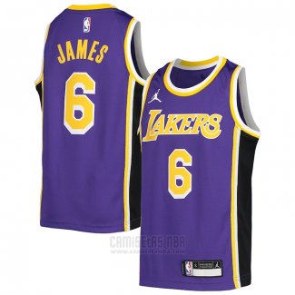 Camiseta Nino Los Angeles Lakers LeBron James #6 Statement Violeta