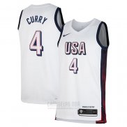 Camiseta USA 2024 Stephen Curry #4 Blanco