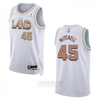 Camiseta Cleveland Cavaliers Donovan Mitchell #45 Ciudad 2022-23 Blanco