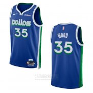 Camiseta Dallas Mavericks Christian Wood #35 Ciudad 2022-23 Azul