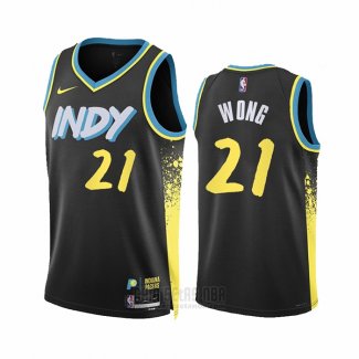 Camiseta Indiana Pacers Isaiah Wong #21 Ciudad 2023-24 Negro