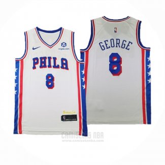 Camiseta Philadelphia 76ers Paul George #8 Association 2024-25 Blanco