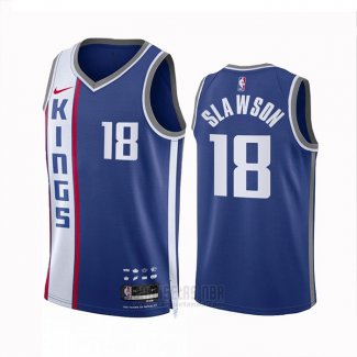 Camiseta Sacramento Kings Jalen Slawson #18 Ciudad 2023-24 Azul