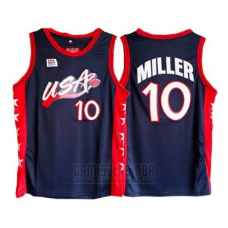 Camiseta USA 1996 Reggie Miller #10 Negro