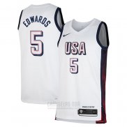 Camiseta USA 2024 Anthony Edwards #5 Blanco