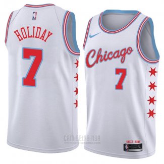 Camiseta Chicago Bulls Justin Holiday #7 Ciudad 2018 Blanco