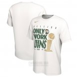 Camiseta Manga Corta Boston Celtics 2024 NBA Finals Champions Celebration Parade Blanco