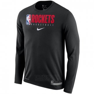 Camiseta Manga Larga Houston Rockets Negro