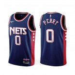 Camiseta Brooklyn Nets Reggie Perry #0 Ciudad 2021-22 Azul