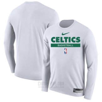 Camiseta Manga Larga Boston Celtics Practice Performance 2022-23 Blanco