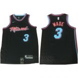 Camiseta Miami Heat Wade #3 Ciudad 2017-18 Negro Azul