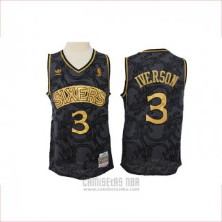 Camiseta Philadelphia 76ers Allen Iverson #3 Hardwood Classics Negro