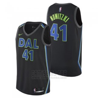 Camiseta Dallas Mavericks Dirk Nowitzki #41 Ciudad 2017-18 Negro