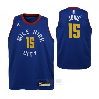 Camiseta Nino Denver Nuggets Nikola Jokic #15 Statement Azul