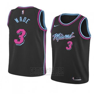 Camiseta Nino Miami Heat Dwyane Wade #3 Ciudad 2018-19 Negro