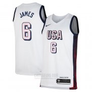 Camiseta USA 2024 LeBron James #6 Blanco