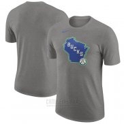 Camiseta Manga Corta Milwaukee Bucks Ciudad 2023-24 Gris