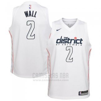 Camiseta Washington Wizards Wall #2 Ciudad 2017-18 Blanco