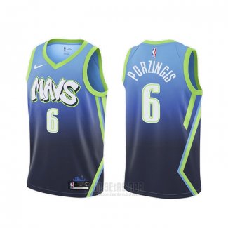 Camiseta Dallas Mavericks Kristaps Porzingis #6 Ciudad 2019-20 Azul