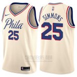 Camiseta Philadelphia 76ers Ben Simmons #25 Ciudad Crema