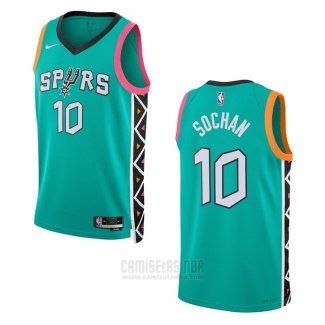 Camiseta San Antonio Spurs Jeremy Sochan #10 Ciudad 2022-23 Verde