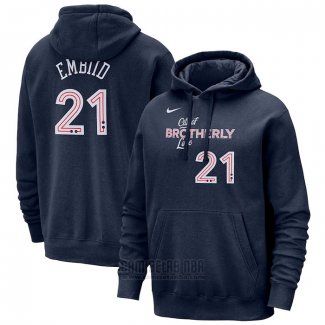 Sudaderas con Capucha Philadelphia 76ers Joel Embiid Ciudad 2023-24 Azul