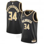Camiseta Milwaukee Bucks Giannis Antetokounmpo #34 Select Series Oro Negro