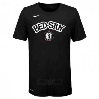 Camiseta Manga Corta Brooklyn Nets Negro 2019-20 Ciudad