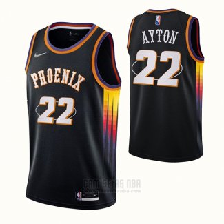 Camiseta Phoenix Suns Deandre Ayton #22 75th Anniversary 2022 Negro