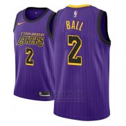 Camiseta Los Angeles Lakers Lonzo Ball #2 Ciudad 2018 Violeta