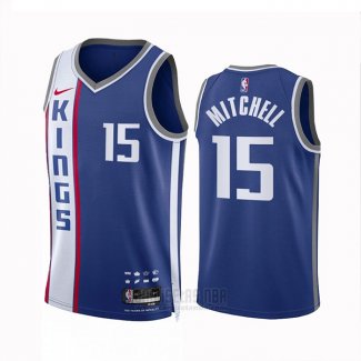 Camiseta Sacramento Kings Davion Mitchell #15 Ciudad 2023 24 Azul