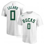 Camiseta Manga Corta Milwaukee Bucks Damian Lillard Blanco