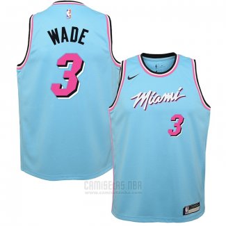 Camiseta Nino Miami Heat Dwyane Wade #3 Ciudad Azul