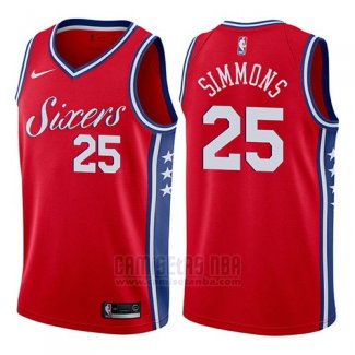 Camiseta Philadelphia 76ers Ben Simmons #25 2017-18 Rojo